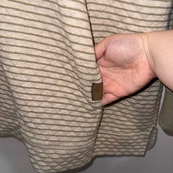 Maurices Marled Olive & Cream Striped Pullover With Half-Zip & Drawstring 4X - Picture 5 of 8